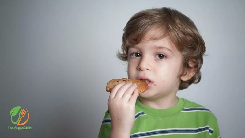 Kid eating delicious oatmeal vegan cookies