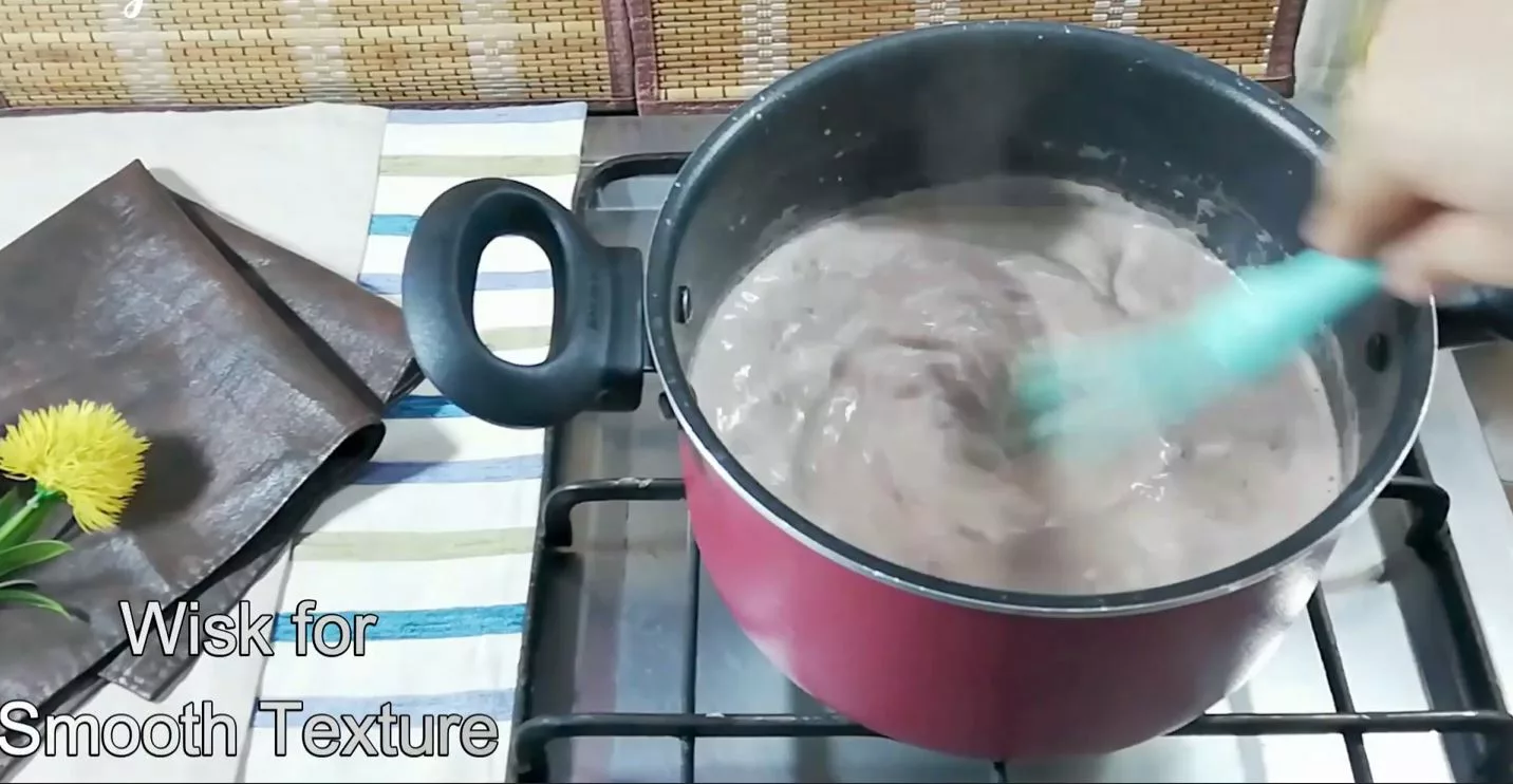 Combining chocolate pastry cream ingredients