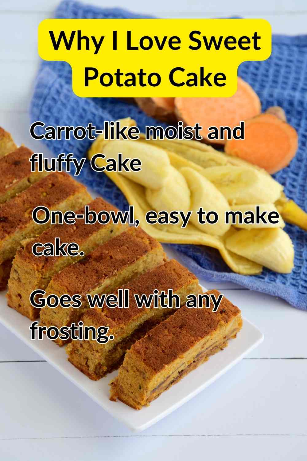 Why I love sweet potato cake
Easy to make
Goes well with any frosting
Its is moist and fluffy